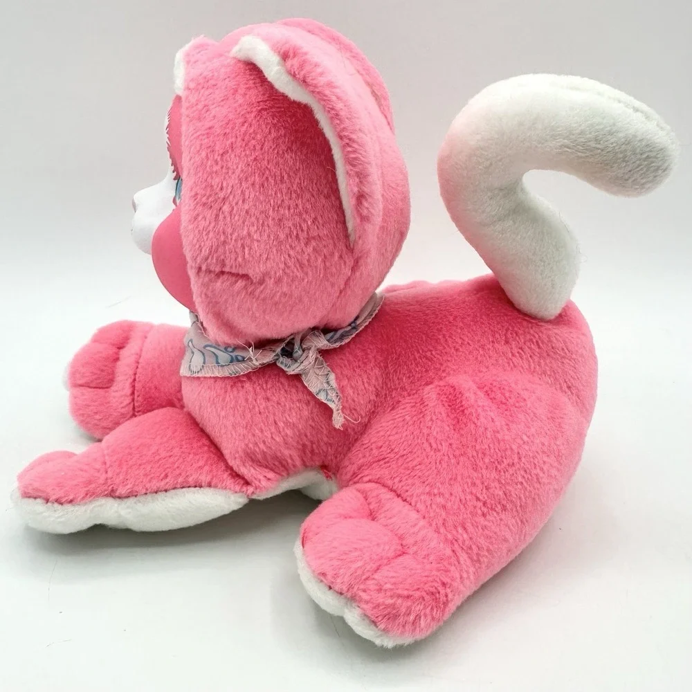 1990s Hasbro Pet Surprise Kitten Sound WORKS Bright Pink Plush Stuffed Cat Meows